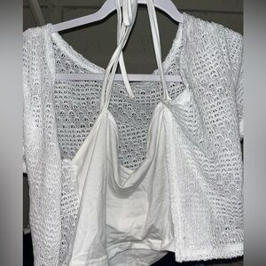 SHEIN White Crochet Halter Top